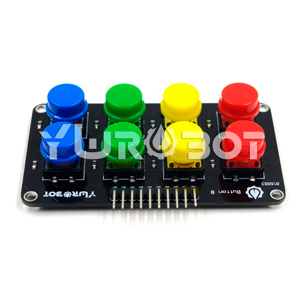 디바이스마트,MCU보드/전자키트 > 버튼/스위치/제어/RTC > 버튼/스위치/조이스틱,YwRobot,Omron 8버튼 모듈 [ELB040647],아두이노, SCM, ARM, 라즈베리파이 호환 / 색상: 레드,옐로우,그린,블루 / 전압: 3.5, 5V / 사이즈: 77*44mm