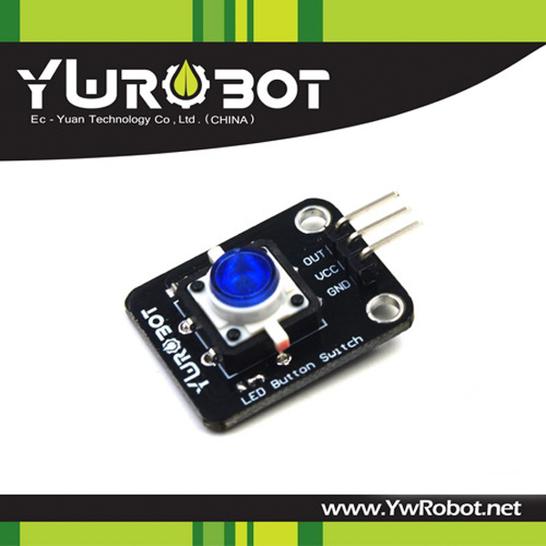 디바이스마트,MCU보드/전자키트 > 버튼/스위치/제어/RTC > 버튼/스위치/조이스틱,YwRobot,LED 버튼 스위치 모듈 블루 [ELB050664],아두이노 호환 / 전압: 5V / 버튼을 누르면 내부 LED가 켜지고 LED는 꺼진 후 꺼집니다.