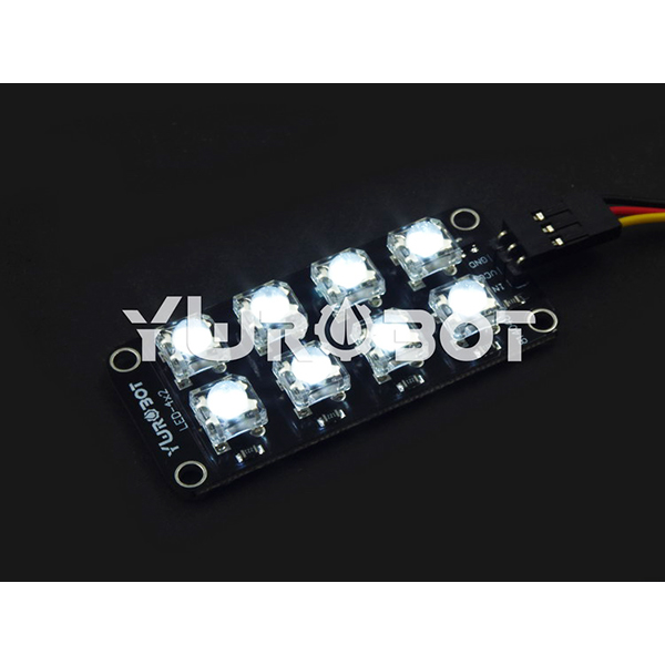 디바이스마트,MCU보드/전자키트 > 디스플레이 > LED,YwRobot,4X2 Piranha LED 모듈 화이트 [ELB050061],아두이노 호환 / 전압 5V / 입력: 디지털 / 인터페이스: Arduino 3P 인터페이스 SVG / 사이즈:56x26mm / 주의: LED가 강조 표시되어 있으므로 눈을 다치지 않도록 직접 보지 마세요.
