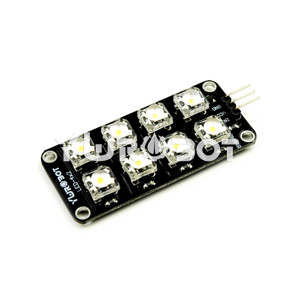 디바이스마트,MCU보드/전자키트 > 디스플레이 > LED,YwRobot,4X2 Piranha LED 모듈 옐로우 [ELB050066],아두이노 호환 / 전압 5V / 입력: 디지털 / 인터페이스: Arduino 3P 인터페이스 SVG / 사이즈:56x26mm / 주의: LED가 강조 표시되어 있으므로 눈을 다치지 않도록 직접 보지 마세요.