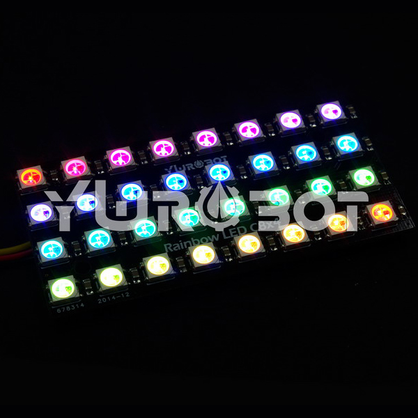 디바이스마트,MCU보드/전자키트 > 디스플레이 > LED,YwRobot,WS2812 풀컬러 도트매트릭스 8x4 LED 모듈 [ELB040058],레인보우 LED / 5050개의 밝은 LED, 내장 된 제어 칩, 하나의 IO 포트 만 있으면 여러 LED를 제어 할 수 있음 / 전압: 5V