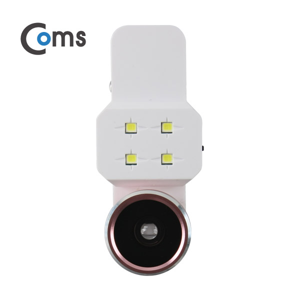 Coms 스마트폰 카메라 확대경(3 in 1) 셀카렌즈, 렌즈교체형/LED조명/Macro/피쉬아이/Wide [IB246]