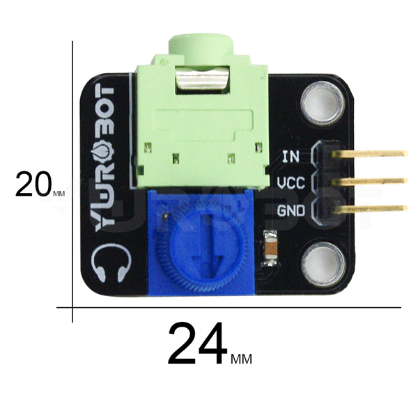 디바이스마트,MCU보드/전자키트 > 센서모듈 > 소리/음성센서,YwRobot,아두이노 이어폰 모듈 [ELB080306],아두이노 호환 / 오디오 인터페이스 3.5mm 이어폰 지원 / 사이즈: 24*20mm