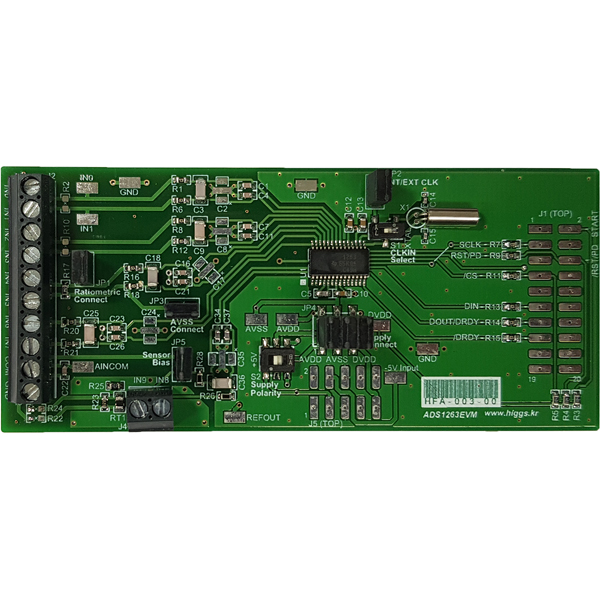 디바이스마트,MCU보드/전자키트 > 전원/신호/저장/응용 > ADC/DAC,헤디,ADAC Board(HFA-001) + ADS1263EVM 개발 키트,HFA-001 보드는 TI사에서 판매하는 EVM 모듈을 위한 MMB0 motherboard를 대체하고, 32비트 고정 밀  AD변환을 위한 ADS1263 IC를 테스트할 수 있는 EVM 모듈을 포함하는 개발 키트이다.