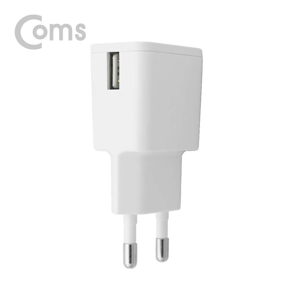 디바이스마트,컴퓨터/모바일/가전 > 스마트폰/스마트기기 > 충전기/보조배터리 > 일반충전기,Coms,[SR2169] Coms 가정용 충전기 5V 1.2A, 1Port, 화이트 (케이블 미포함),색상 : 화이트 / 크기 : 75mmX38mmX25mm / 정격입력 : AC 100-240V, 50-60Hz, 0.4A / 정격출력 : DC 5.0V, 12A