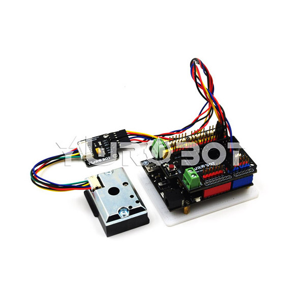 디바이스마트,MCU보드/전자키트 > 센서모듈 > 먼지/가스/연기/불꽃 > 먼지/미세먼지센서,YwRobot,PM2.5 GP2Y10 먼지센서 모듈 키트 [SEN370407],아두이노 호환 / 센서, 어댑터 플레이트, 연결 케이블 등이 포함되어있어 Arduino에 쉽게 연결할 수 있습니다 / 전압: 5-7V / 사이즈: 46*30*17.6mm