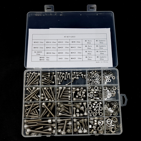 디바이스마트,RLC/수동소자 > 엔지니어 샘플키트 > 볼트/너트/기계부품 키트,NT-KIT,NT- DIY 기계 부품 키트 (스텐 육각 렌치볼트 C) [NT-KIT-LS013],M3,M4,M5,M6 / 6mm~40mm / 스테인리스 스틸 / 육각 렌치볼트와 너트, 접시머리 태핑나사로 구성
