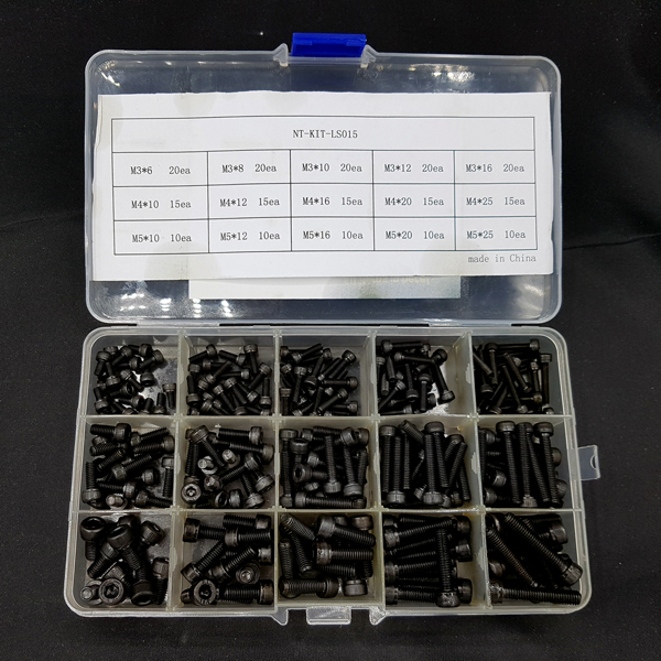디바이스마트,RLC/수동소자 > 엔지니어 샘플키트 > 볼트/너트/기계부품 키트,NT-KIT,NT- DIY 기계 부품 키트 (흑색 육각 렌치볼트 B) [NT-KIT-LS015],M3,M4,M5 / 6mm~25mm / 합금 스틸 / 육각 렌치볼트로 구성