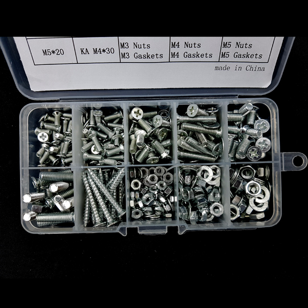 디바이스마트,RLC/수동소자 > 엔지니어 샘플키트 > 볼트/너트/기계부품 키트,NT-KIT,접시머리 볼트 + 나사 키트 A [NT-KIT-LS018],M3,M4,M5 / 8mm~30mm / 카본 스틸 / 접시머리 볼트와 접시머리 태핑나사로 구성