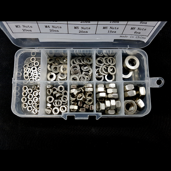 디바이스마트,RLC/수동소자 > 엔지니어 샘플키트 > 볼트/너트/기계부품 키트,NT-KIT,스텐레스 스틸 너트 + 와셔 키트 [NT-KIT-LS022],M3,M4,M5,M6,M8 / 스테인리스 스틸 / 너트와 와셔로 구성