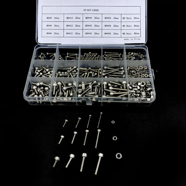 디바이스마트,RLC/수동소자 > 엔지니어 샘플키트 > 볼트/너트/기계부품 키트,NT-KIT,둥근머리 렌치볼트 + 너트 샘플키트(480pcs) [NT-KIT-LS026],M2,M3,M4 / 8mm~20mm / 다양한 사이즈의 렌치볼트와 너트로 구성