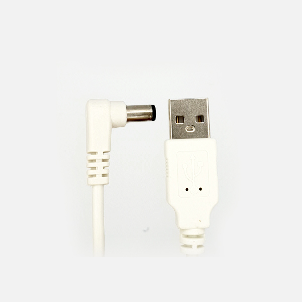 USB 전원 충전케이블 라이트앵글DC 5V 약 5.5 /내경2.0[1M] [화이트][MO-CB-046]