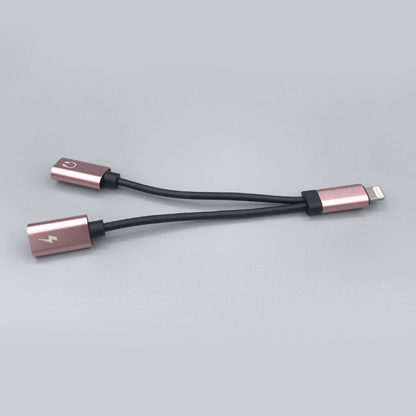 OTG 아이폰8핀 to 아이폰 8핀 Y잭 케이블 [로즈골드][MO-YRD-042]