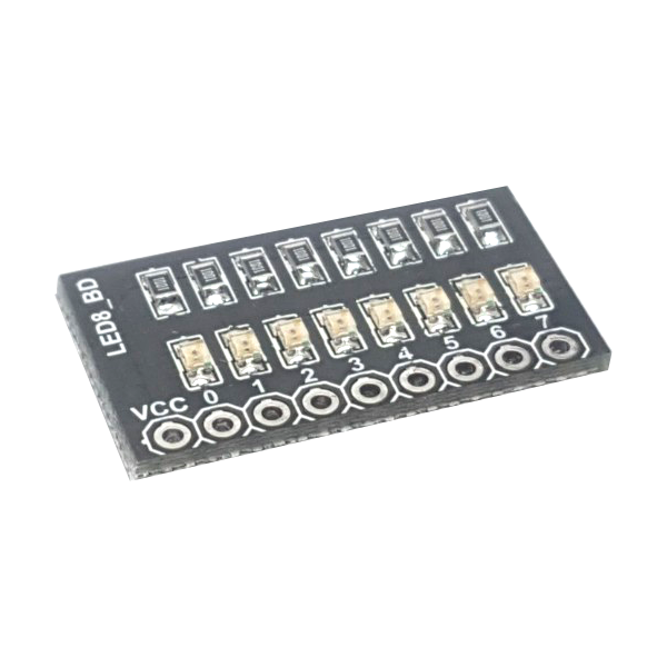 디바이스마트,LED/LCD > LED 인테리어조명 > LED 모듈,아이오테크놀로지,LED 8채널 출력테스트용 보드 [IOT-BB-LED8],사이즈 : 15x25mm / 전원 : 3~5V / 색상 : 레드(Red) , 그린(Green) , 블루(Blue) , 옐로우(Yellow) / 2.54mm 핀헤더 1x9 1ea 제공