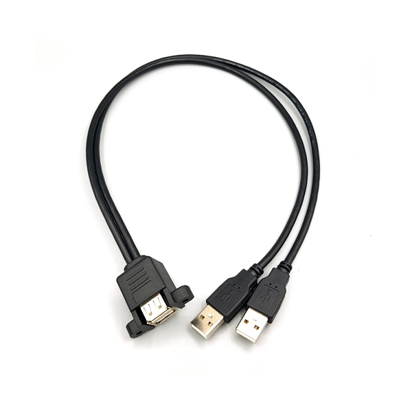 패널 마운트 듀얼USB케이블 USB 2.0 M/F 50cm [SZH-CAB02]