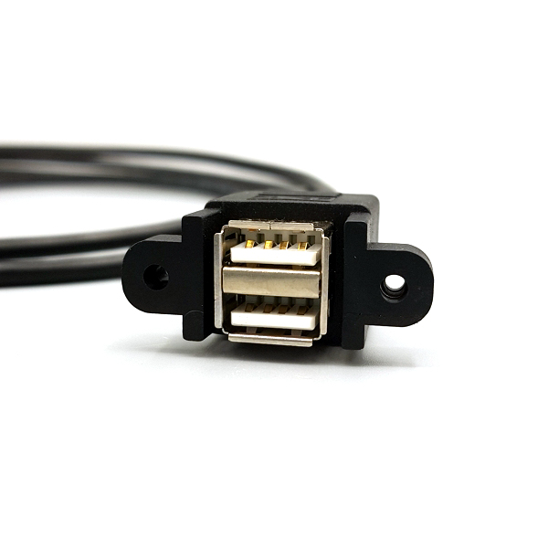 디바이스마트,케이블/전선 > USB 케이블 > 패널마운트(MF),SZH,패널 마운트 듀얼USB케이블 USB 2.0 M/F 1m [SZH-CAB03],패널 장착이 가능한 USB 2.0 듀얼 USB Male to Female 연장 케이블 / 길이 : 100cm / 색상 : 블랙