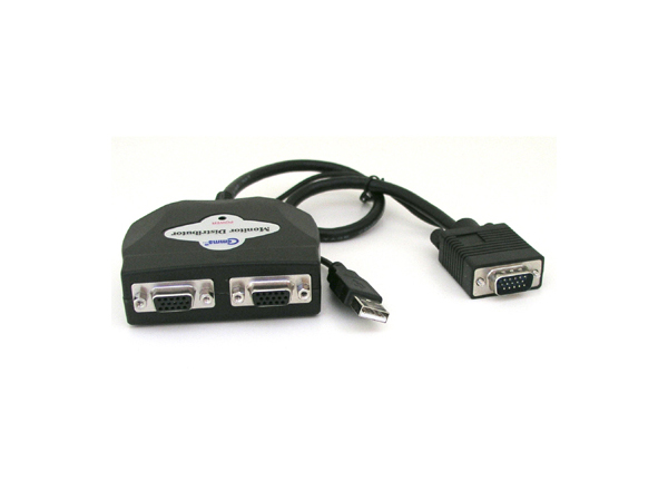 모니터 분배기 2:1, 케이블 일체형/ USB 전원 [LC530]