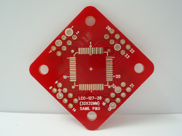 디바이스마트,커넥터/PCB > PCB기판/관련상품 > IC 변환기판 > LCC 변환기판,(주)삼일피엔유,LCC-127-28,Type : LCC, Pitch : 1.27mm, Pin : 28, Holl : 2.54mm, Size : 32*32, 마무리 : 금도금