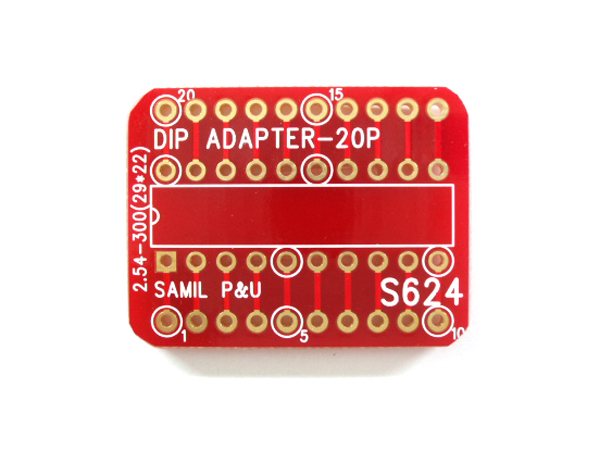 디바이스마트,커넥터/PCB > PCB기판/관련상품 > 특수기판 > DIP-ADAPTER,(주)삼일피엔유,[S624] Dip Adapter - 20P,Type : DIP(300)-ADAPTER ,Pin : 20 ,hole : 2.54mm ,Size : 29*22 ,마무리 : 금도금