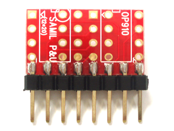 디바이스마트,커넥터/PCB > PCB기판/관련상품 > IC 변환기판 > OP AMP,(주)삼일피엔유,[OP910] Single to Dule Op-Amp SIL Adapter,재 질 : FR-4 laminate, 1oz. Copper ,PCB크기 : 12*20 ,두 께 : t=0.8mm ,마 무 리 : 금도금 ,관련자료 : AD797