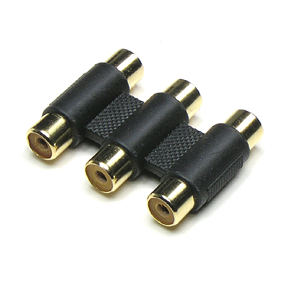 디바이스마트,케이블/전선 > 영상/음향 케이블 > 스테레오/RCA 케이블,Coms,RCA 연장 젠더[RCA F/F * 3] [G9006],RCA 3열 연장 젠더 / FEMALE - FEMALE / Black