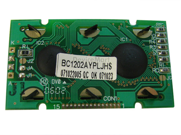 디바이스마트,LED/LCD > LCD 캐릭터/그래픽 > 캐릭터 LCD,BOLYMIN,BC1202AYPLJH-D (44),CHARACTER LCD, Format Size(inch) : 12*2, Outline : 55.7*32.0, Viewing area : 46.0*14.5, LED B/L, yellow-green