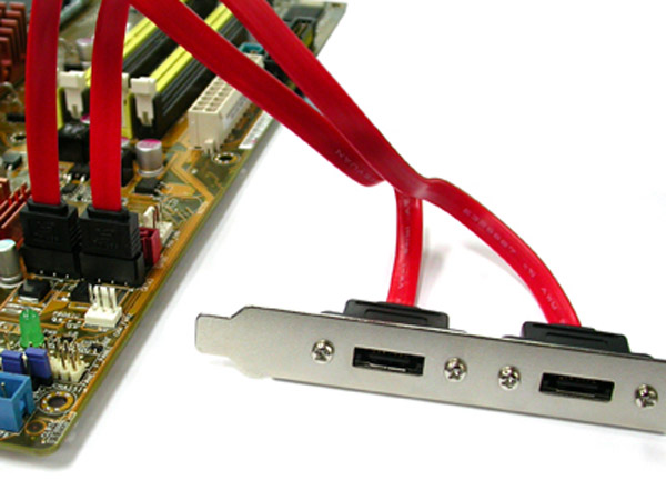 디바이스마트,케이블/전선 > PC/네트워크/통신 케이블 > SATA/HDD 케이블,강원전자,NETmate SATA-eSATA 2포트 브라켓 0.3M [ESATA] NM-SATA B2,SATA to E-SATA 2포트 브라켓 / 메인보드의 SATA포트와 연결하여 eSATA포트를 생성