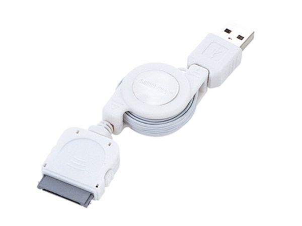 SANWA iPod USB 데이터 충전 자동감김 Dock 케이블 [KB-IPUSB08]