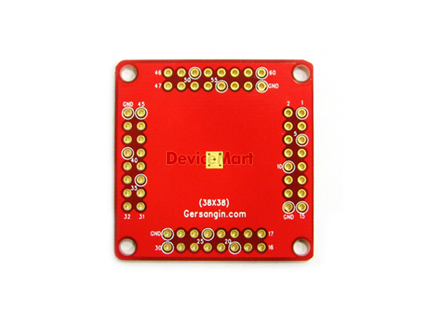 디바이스마트,커넥터/PCB > PCB기판/관련상품 > IC 변환기판 > QFN/MLF/MLP 변환기판,거상인,[F234] MLF 60 - 0.5mm 변환기판,Type : MLF,QFN,QFP,ATmega , Pitch : 0.5mm  , Pin : 60 , Hole : 2.54mm , Size : 38*38 , METERIAL : FR-4, ALL GOLD 