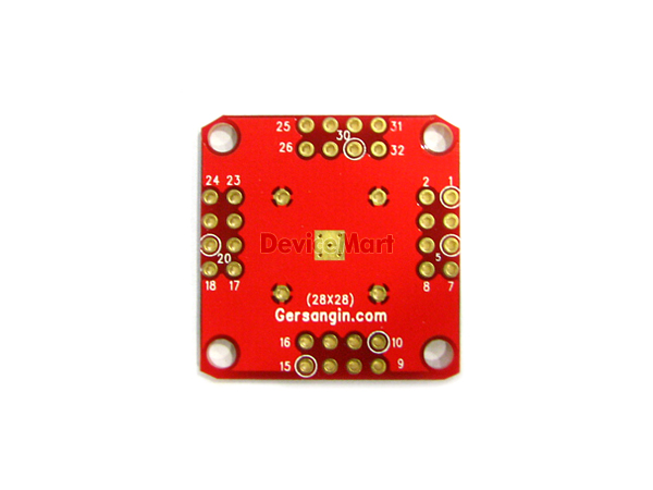 디바이스마트,커넥터/PCB > PCB기판/관련상품 > IC 변환기판 > QFN/MLF/MLP 변환기판,거상인,[F219] MLF 32 - 0.5mm 변환기판,Type : MLF,QFN,QFP , Pitch : 0.5mm , Pin : 32 , Hole : 2.54mm , Size : 28*28 , METERIAL : FR-4, ALL GOLD 
