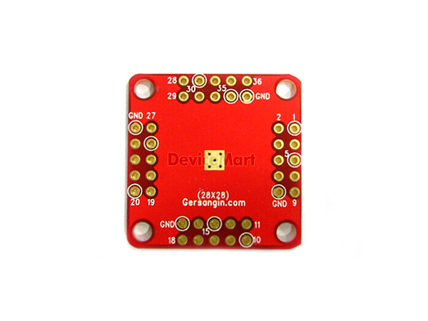 디바이스마트,커넥터/PCB > PCB기판/관련상품 > IC 변환기판 > QFN/MLF/MLP 변환기판,거상인,[F223] MLF 36 - 0.65mm 변환기판,Type : MLF,QFN,QFP , Pitch : 0.65mm , Pin : 36 , Hole : 2.54mm , Size : 28*28 , METERIAL : FR-4, ALL GOLD 