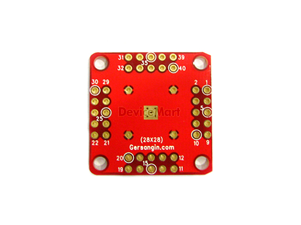 디바이스마트,커넥터/PCB > PCB기판/관련상품 > IC 변환기판 > QFN/MLF/MLP 변환기판,거상인,[F225] MLF 40 - 0.5mm 변환기판,Type : MLF,QFN,QFP , Pitch : 0.5mm , Pin : 40 , Hole : 2.54mm , Size : 28*28 , METERIAL : FR-4, ALL GOLD 