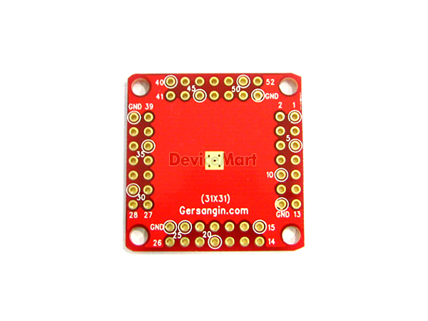 디바이스마트,커넥터/PCB > PCB기판/관련상품 > IC 변환기판 > QFN/MLF/MLP 변환기판,거상인,[F232] MLF 52 - 0.65mm 변환기판,Type : MLF,QFN,QFP , Pitch : 0.65mm , Pin : 52 , Hole : 2.54mm , Size : 31*31 , METERIAL : FR-4, ALL GOLD 