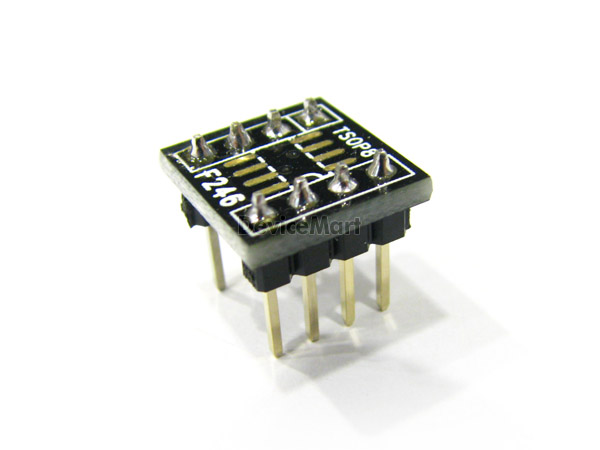 디바이스마트,커넥터/PCB > PCB기판/관련상품 > IC 변환기판 > SOP/TSOP 변환기판,거상인,[FA 246] TSOP 08 - 0.95 변환기판 &#8211; 완제품,TSOP 08 - 0.95 타입의 변환기판 . 핀헤더 납땜으로 인하여 시간절약이 가능한 제품 , 브레드보드에 이용하기 편리함● Type : TSOP● Pitch : 0.95mm ● Pin : 8● Hole : 2.54mm ● Size : 11.5 * 11.5● METERIAL : FR-4 ● ALL GOLD