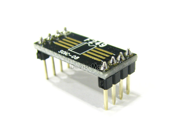 디바이스마트,커넥터/PCB > PCB기판/관련상품 > IC 변환기판 > SOIC 변환기판,거상인,[FA 249] SOIC - 08 변환기판 &#8211; 완제품,SOIC 08 - 1.27 타입의 변환기판 . 핀헤더 납땜으로 인하여 시간절약이 가능한 제품 , 브레드보드에 이용하기 편리함● Type : SOIC● Pitch : 1.27mm ● Pin : 8● Hole : 2.54mm ● Size : 23 * 10● METERIAL : FR-4 ● ALL GOLD