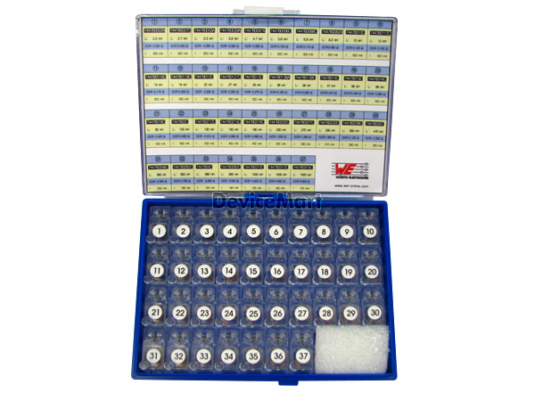 디바이스마트,RLC/수동소자 > 엔지니어 샘플키트 > 인덕터 키트 > 칩인덕터 키트,Wurth Electronics,SMD Wire Wound Ceramic Inductors (WE-KI 0805 Series)-37종 (20개입),WE-KI 0805 시리즈, RF 부품소자, 표면실장 (SMD) 권선형 인덕터,  2.2nH~1500nH 까지 37종 전스펙 각 20개씩 구성, 높은 공진 주파수와 훌륭한 Q 값을 제공, 동작온도 -40℃~+125℃