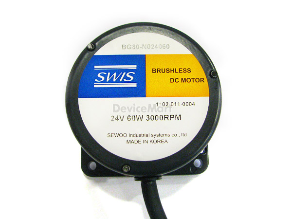 디바이스마트,기계/제어/로봇/모터 > 모터류 > BLDC모터 > BLDC모터,세우산전(주),BG80-N024060,전압: 24V, 60W 급 BLDC모터, 기어드 타입입니다. 정격전류:3.1A, 토크:1.9KGF-CM, 무게:1.5Kg