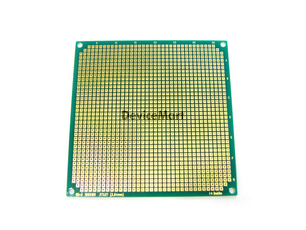 디바이스마트,커넥터/PCB > PCB기판/관련상품 > 만능기판 (양면) > 사각홀 만능기판,거상인,[GG3] 100 x 100 사각만능기판 -양면-GOLD,Type : 사각만능기판 / 양면(GOLD) , Pitch : 2.54mm , Pin    : 37 * 37 , Hole  : 2.54mm , Size  : 100 x 100, METERIAL : FR-4