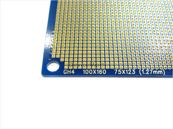 디바이스마트,커넥터/PCB > PCB기판/관련상품 > 만능기판 (양면) > 사각홀,거상인,[GH4] 100 x 160 사각만능기판 -1.27mm-GOLD,Type : 사각만능기판 / 양면(GOLD) , Pitch : 1.27mm ,Pin    : 75 * 123 , Hole  : 1.27mm , Size  : 100 x 160, METERIAL : FR-4