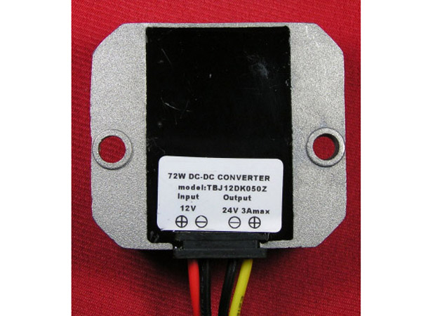 디바이스마트,전원/파워/배터리 > DC-DC 컨버터 모듈 > 승압형 모듈(외장, 비절연 스위칭),한진데이타,72W급 입력12V 출력24V/3A DCDC 파워,외장형 / 고정출력전압 / 1ch 출력 / 승압형 72W 비절연 스위칭 컨버터 / 입력전압 : 10.5V~16V / 출력전압 : 24V / 출력전류 : 3A / 변환효율 : 최대 90% / 입력단자 : 피복전선 / 출력단자 : 피복전선 / 패키지 : 밀폐형 모듈