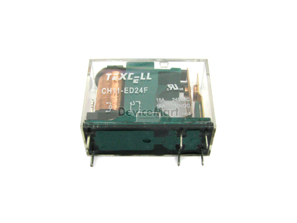 디바이스마트,스위치/부저/전기부품 > 릴레이 > 파워 릴레이,TEXCELL,CH11-ED24F,파워 릴레이 / 접촉형식 : SPST-NO (1 Form A) / 코일 전압 : 24VDC / 코일 저항 : 1050Ω / 코일 작동 전류 : 22.5mA / 스위칭 전압(AC) : 240VAC / 스위칭 전류(AC) : 16A / 스위칭 전압(DC) : 30VDC / 스위칭 전류(DC) : 16A