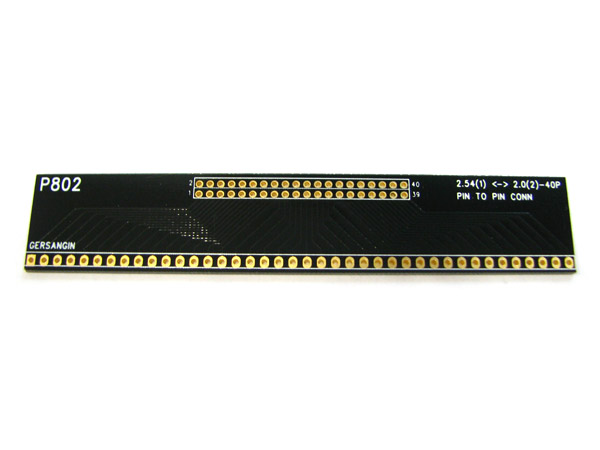 디바이스마트,커넥터/PCB > PCB기판/관련상품 > IC 변환기판 > PIN to PIN,거상인,[P802] 2.54(1) → 2.00(2) - 40P,Type : CONNECTOR , Pitch : 2.54mm → 2.00mm , Pin : 40 , Hole : 2.54mm , Size : 19 * 102 , METERIAL : FR-4 , ALL GOLD