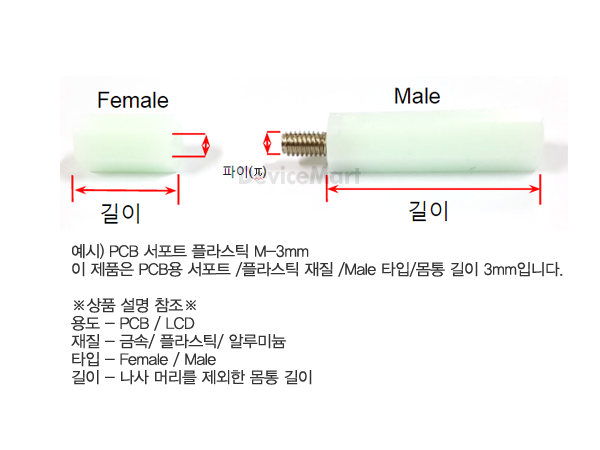 디바이스마트,커넥터/PCB > PCB기판/관련상품 > 서포트 > PCB 서포트 (플라스틱3파이),Any Vendor,PCB서포트 플라스틱 F-12mm,Female, 3파이 12mm