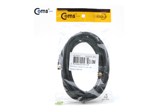 디바이스마트,케이블/전선 > 영상/음향 케이블 > S-Video/RCA1선/TV동축 케이블,Coms,안테나 케이블(나사형), 3M [AV3937],안테나 케이블 / 나사방식 / 길이 : 3M / 색상 : 블랙