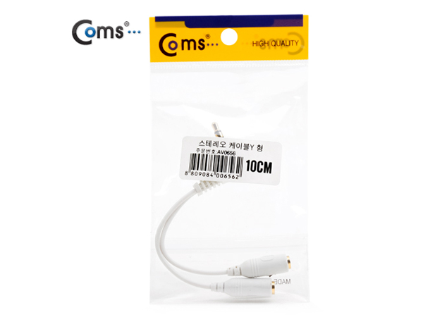 디바이스마트,컴퓨터/모바일/가전 > 스마트폰/스마트기기 > 케이블/젠더 > 기타 케이블,Coms,스테레오 케이블 (Y형) 10cm [AV0656],