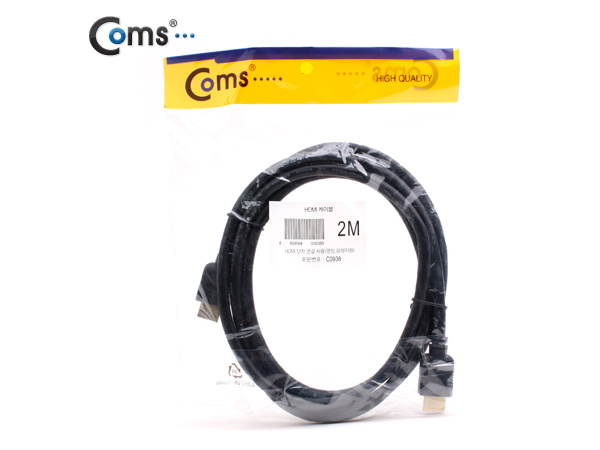 디바이스마트,케이블/전선 > 영상/음향 케이블 > HDMI 케이블,Coms,HDMI 케이블(표준형) 2m [C0938],HDMI/DVI 케이블 / 표준형 / 길이 : 2M / 색상 : 블랙
