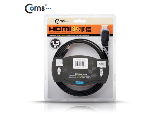 디바이스마트,케이블/전선 > 영상/음향 케이블 > HDMI 케이블,Coms,HDMI 케이블(V1.4/플랫형) 1.5M [CT103],HDMI 케이블 / 플랫형 / 길이 : 1.5M / 색상 : 블랙