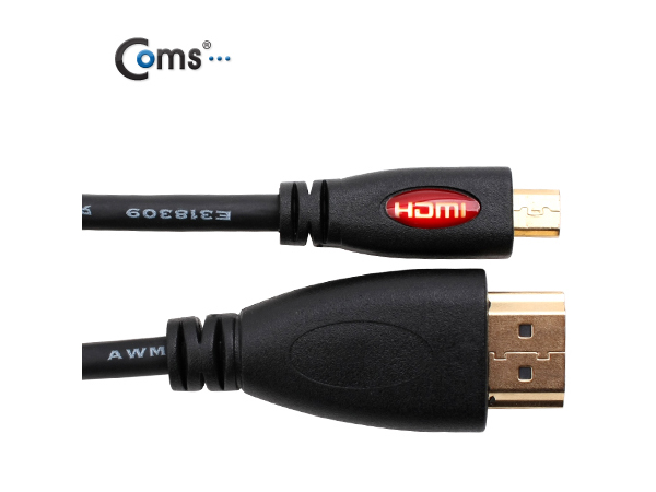 디바이스마트,케이블/전선 > 영상/음향 케이블 > HDMI 케이블,Coms,HDMI/Micro HDMI 케이블, 4.5M Black [C4143],HDMI to Micro HDMI 케이블 / Ver1.4 / 길이 : 1.5M / Full HD 3D (1920 x 1080)