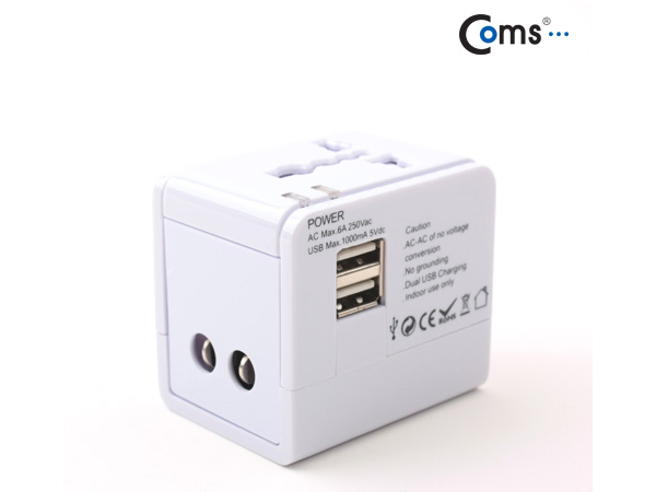 디바이스마트,전원/파워/배터리 > 전원 멀티탭 > 여행용,Coms,전원(AC) 변환용 - 다기능,USB 2포트 [IT154],