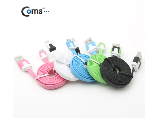 디바이스마트,컴퓨터/모바일/가전 > 스마트폰/스마트기기 > 케이블/젠더 > 멀티 케이블,Coms,USB/Micro B 플랫 케이블 충전&데이터 [색상선택],
